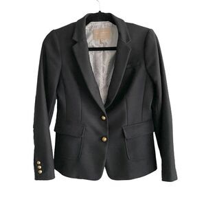 BANANA REPUBLIC Wool Blazer Jacket Elbow Patches Black 4P